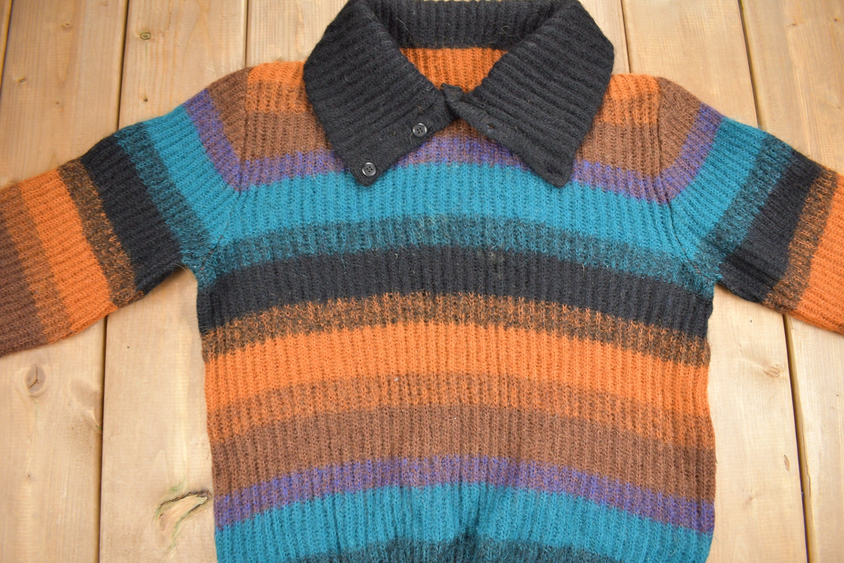 Vintage 1990s Big Collared Knit Sweater