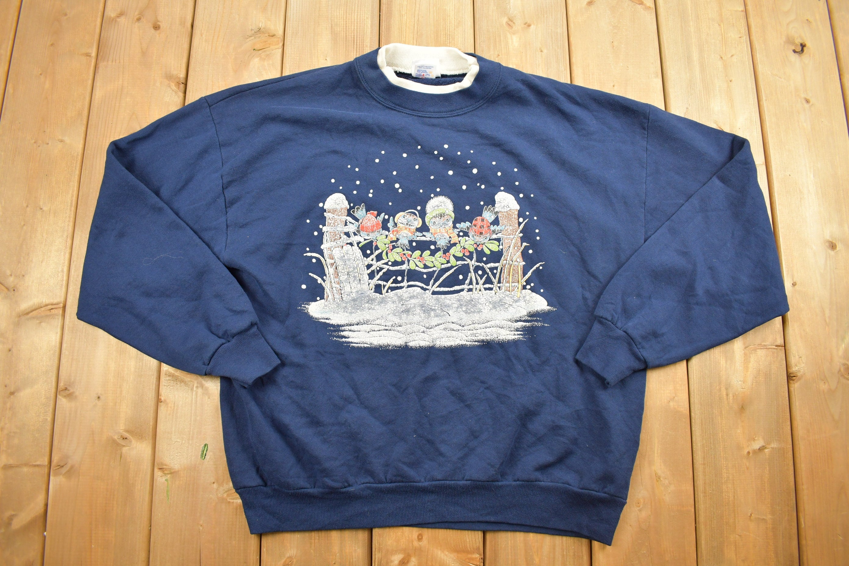 Vintage 1990s Double Collar Christmas Graphic Sweatshirt