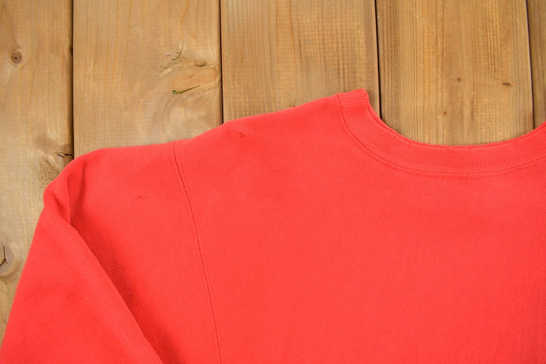 Vintage 1990s Blank Red Champion Reverse Weave Crewneck