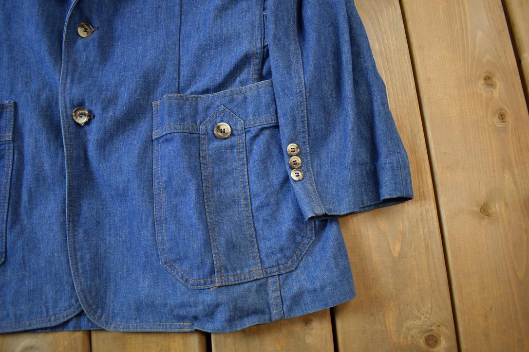 Vintage 1970s Lee Western Denim Blazer Made In USA - 44L