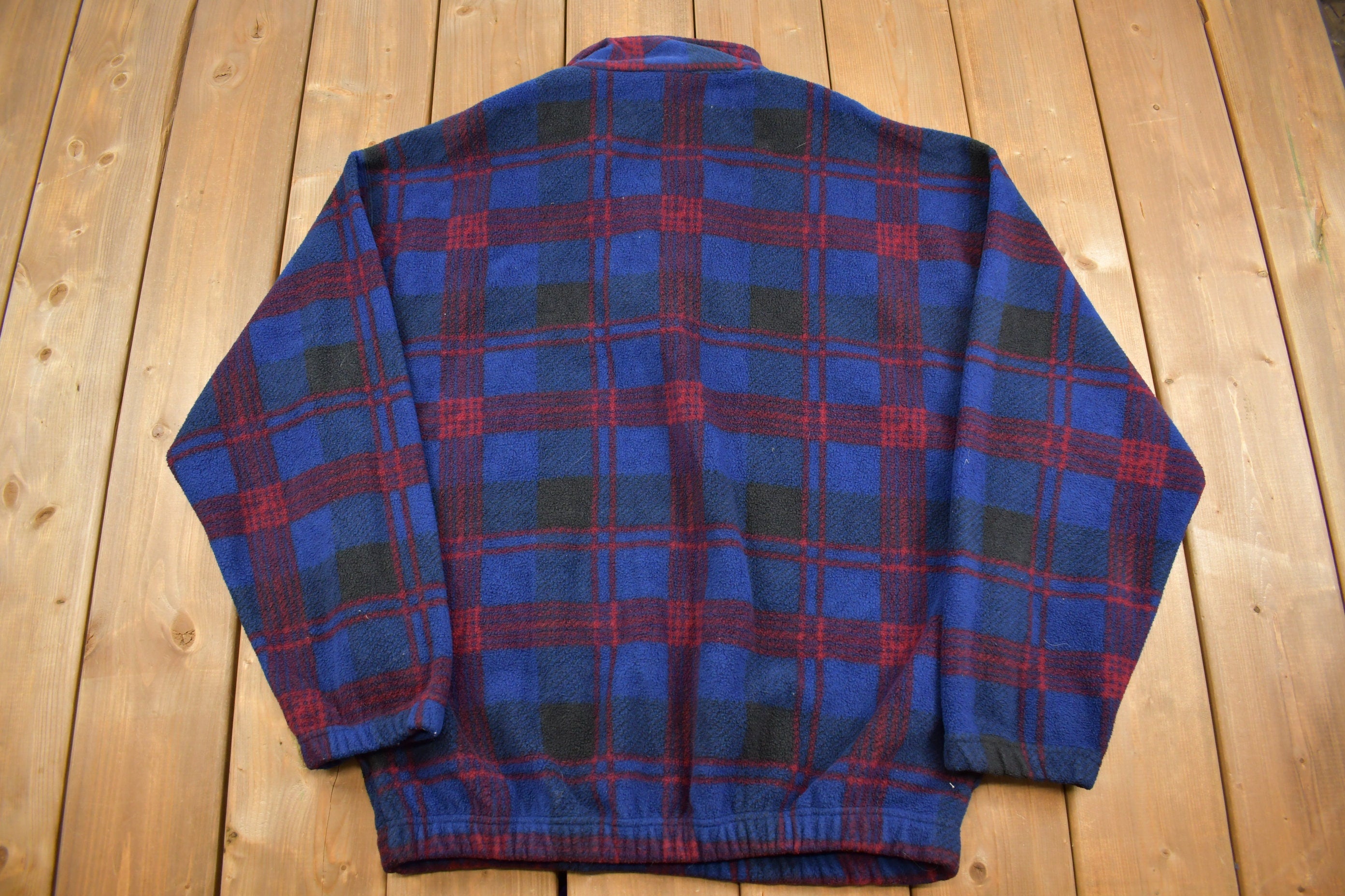 Vintage 1990s Munsingwear Plaid Fleece Quarter Zip Sweater