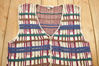 Vintage 1990s Diana Macro Knitted Sweater Vest  Vintage 90s Vest  Pattern Sweater  Knit Vest  Abstract Pattern  Embroidered