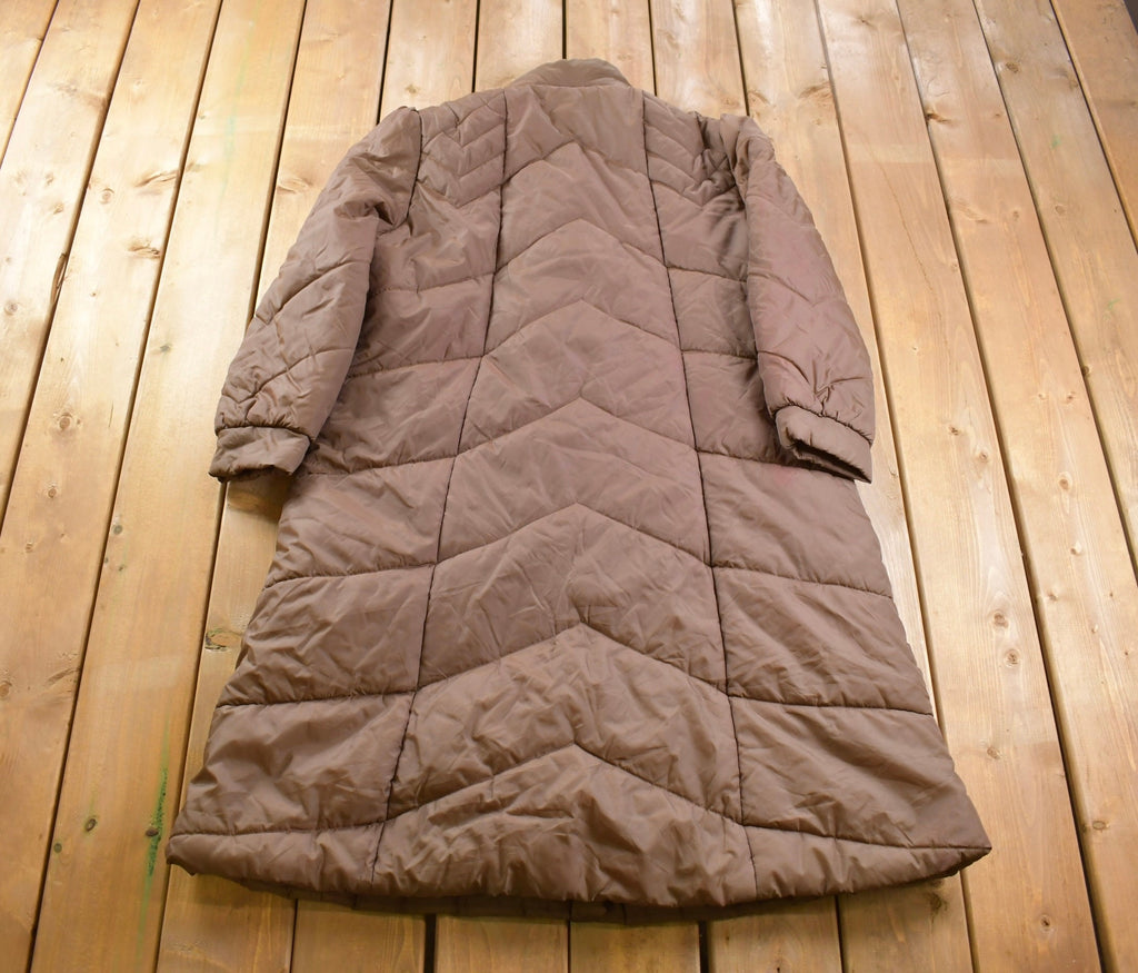 Vintage 1990s Brown Women's Full Length Puffer Jacket
