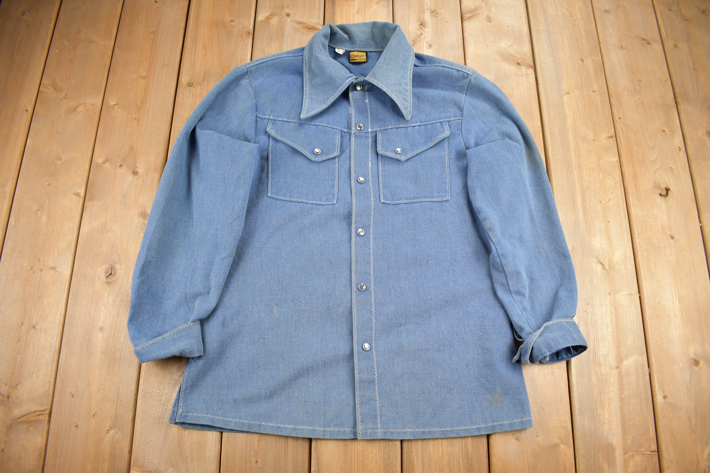 Vintage 1980s Contact Slacks By Miller Western Style Button Up Shirt
