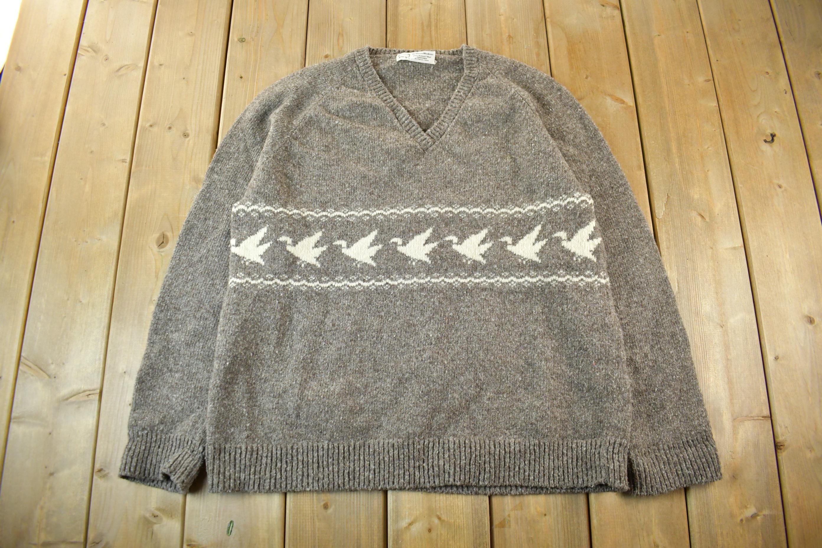 Vintage 1950s 1960s St. Marys Woolens Handloomed Wool Knit Sweater Men's L