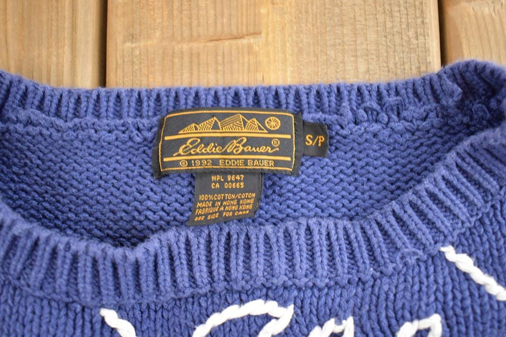 Vintage 1990s Eddie Bauer Floral Knit Crewneck Sweater  90s Crewneck  Preppy