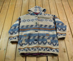 Vintage 1990s New York Girl Hooded Field Jacket Abstract Wool