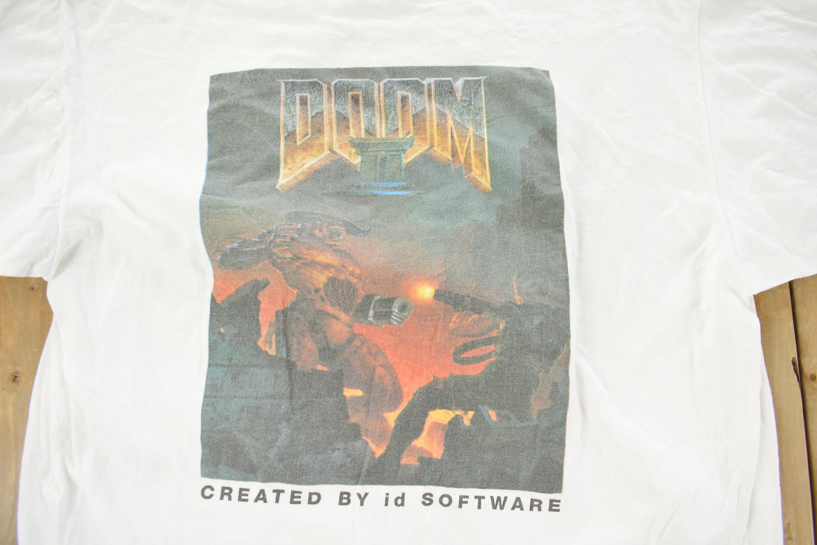 Vintage 1997 Doom II Hell On Earth PC Video Game Promo T-Shirt