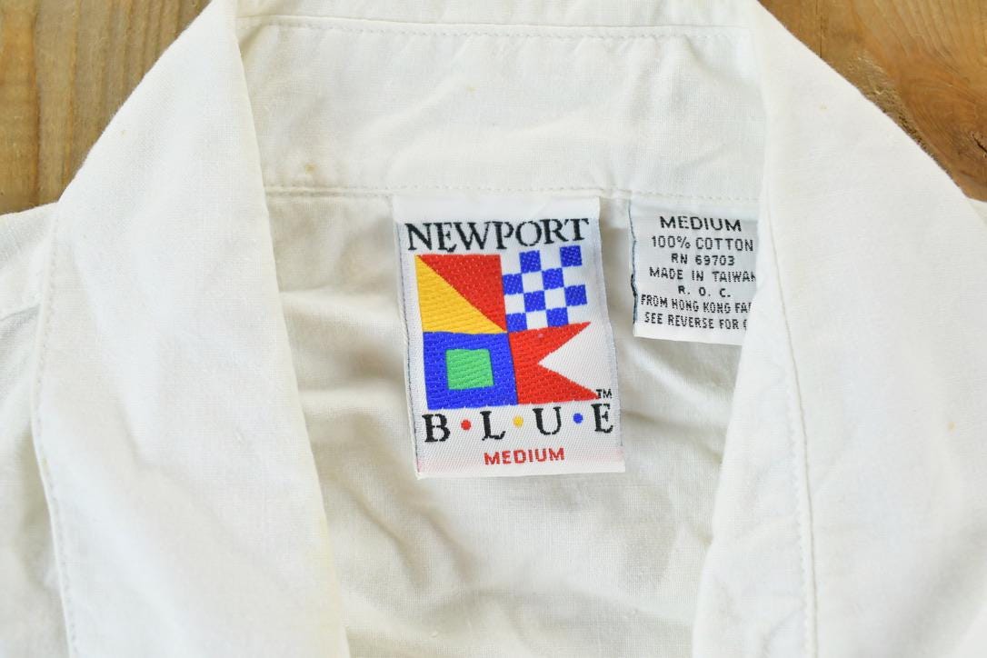 Vintage 1990s Newport Blue Button Up Boating Shirt