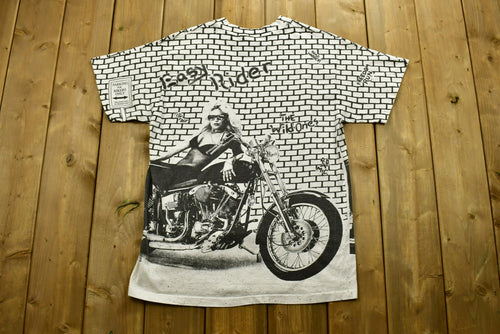 Vintage 90's Easy Rider Freedom Run Motorcycles T-Shirt / Single Stitch / Made In USA / 90s Graphic / All Over Print / Vintage Biker Tee