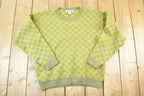 Vintage 1980s Krizia Knit Abstract Pattern 100% Merino Wool Crewneck Sweater Mens S