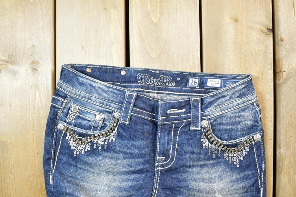 Vintage Y2K Miss Me Bedazzled Low Rise Jeans Size 26x31