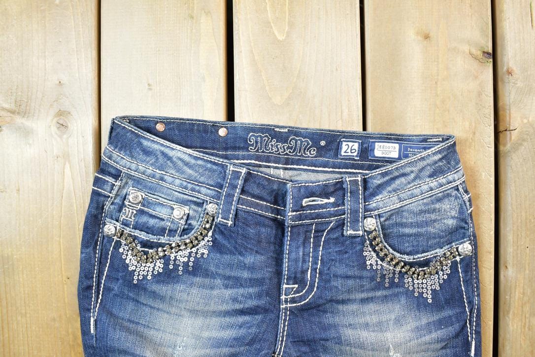 Vintage Y2K Miss Me Bedazzled Low Rise Jeans Size 26x31