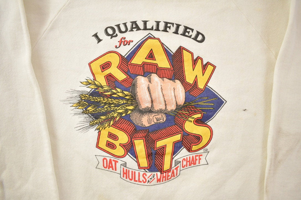 Vintage 1990s 'I Qualified For Raw Bits Oat Hulls And Wheat Chaff' Crewneck Sweatshirt