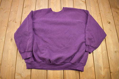 Vintage 1980s Tultex Purple Blank Raglan Crewneck Sweatshirt / 90s Crewneck / Made In USA / Essential / Streetwear / 90s Blank