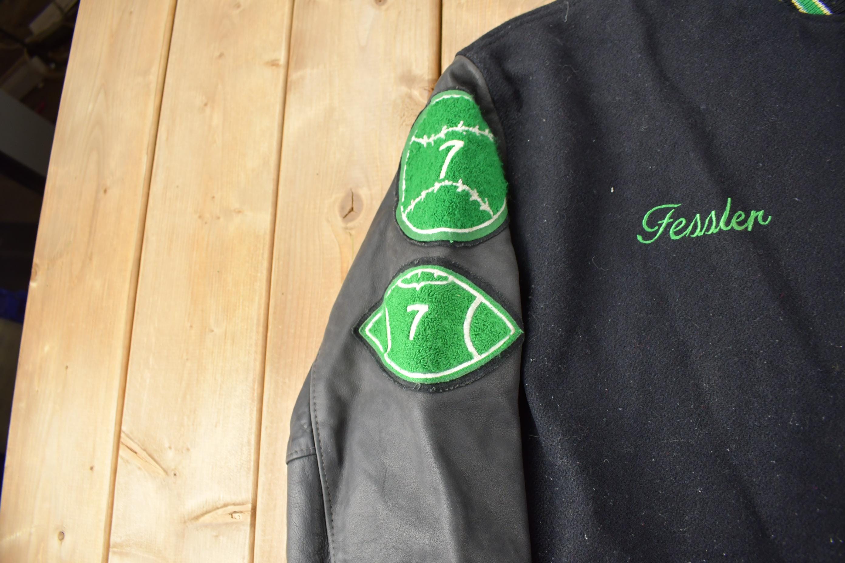 Vintage 1998 Tigard Leather & Wool Varsity Football Jacket Made In USA Size 48