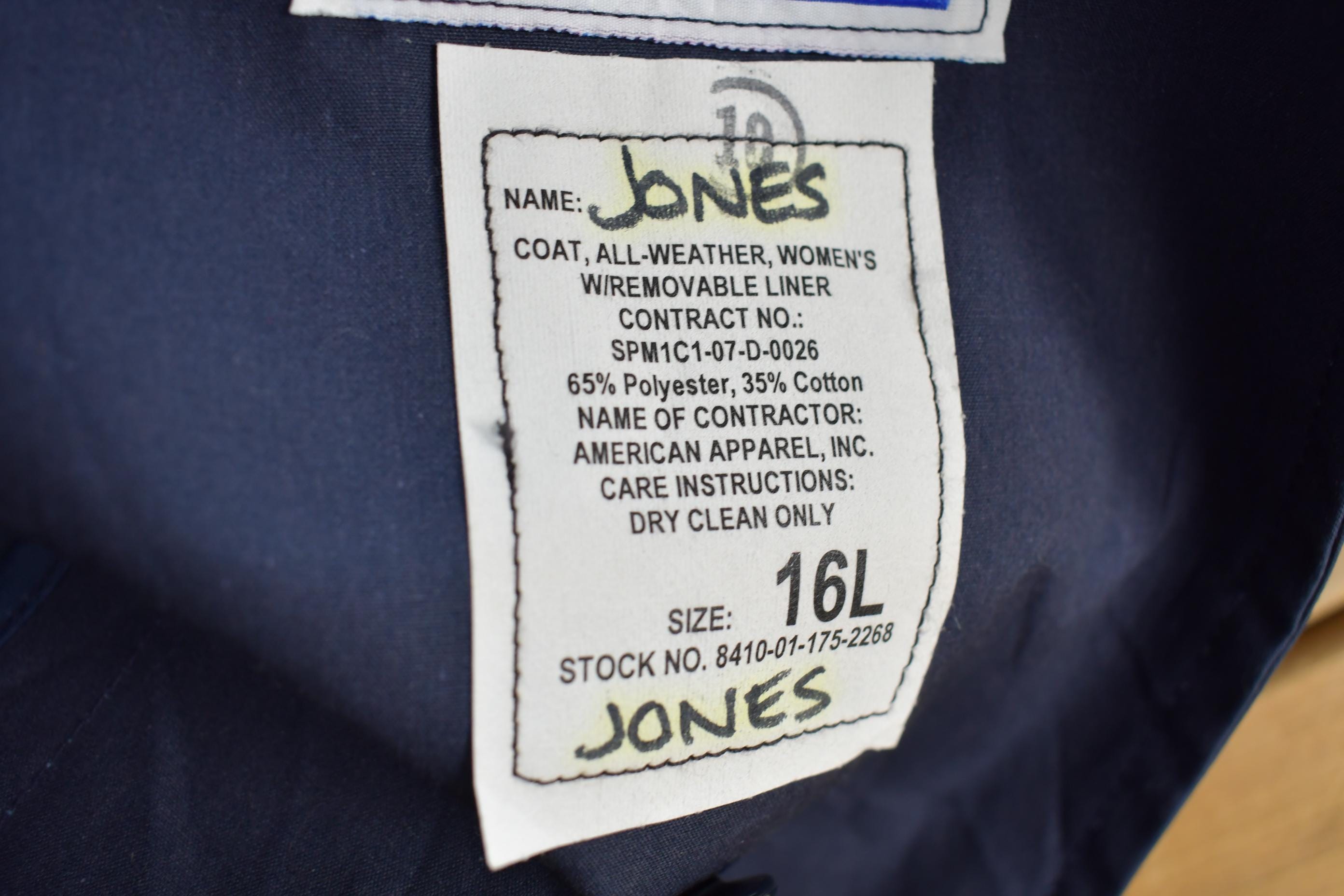 Vintage 1980s United States Air Force Navy Blue Trench Coat