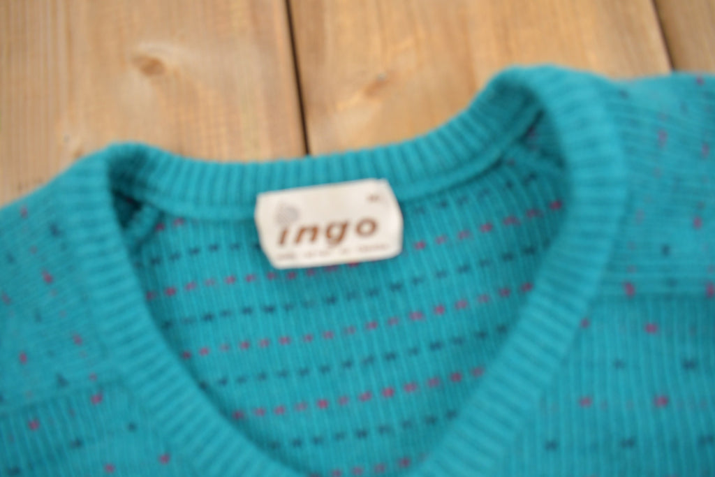 Vintage 1980s Ingo Blank V-Neck Knit Sweater