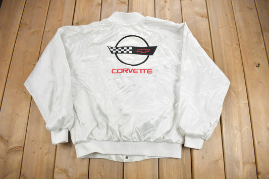 Vintage 1980s Corvette Snap Button Satin Windbreaker Jacket / Made In USA / Streetwear / Vintage Corvette / Streetwear