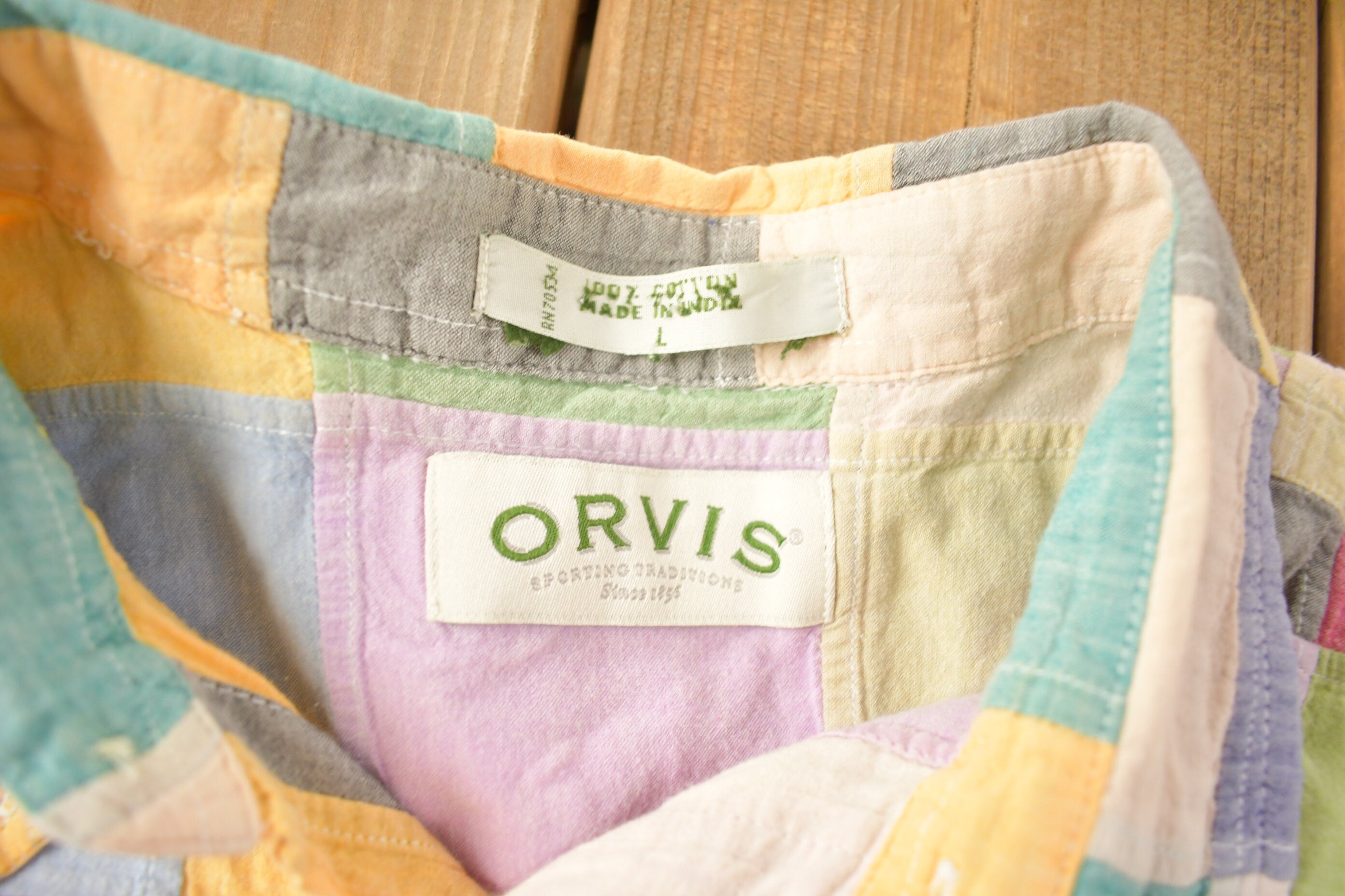 Vintage 1990s Orvis Colorful Checkered Button Up Shirt