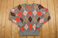 Vintage 1960s Argyle Knit V-Neck Sweater