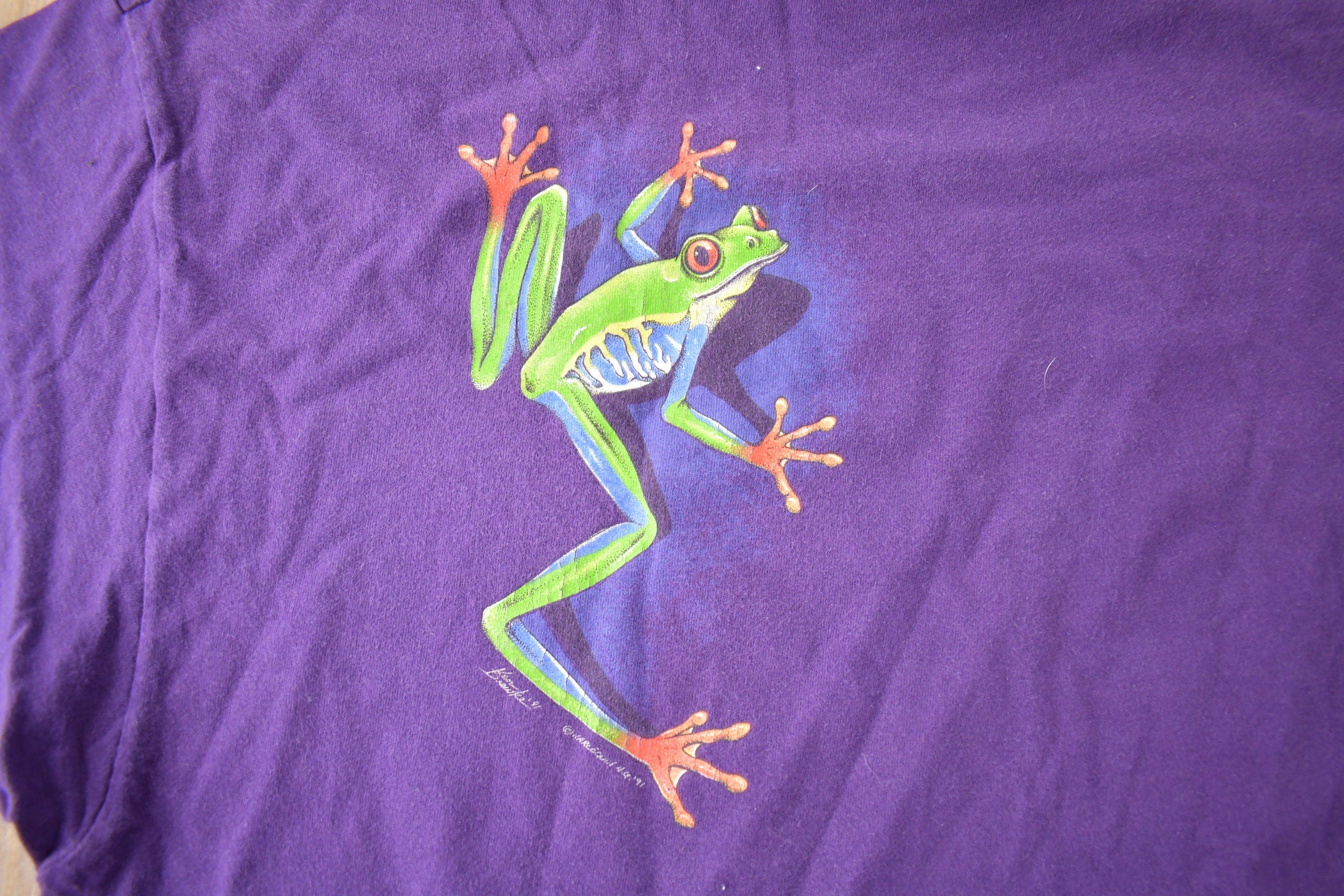 Vintage 1990s Tree Frog Theme Single Stitch Graphic T-Shirt Made In USA Size XL