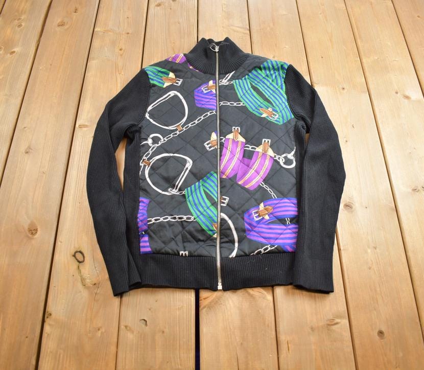 Vintage 1990s Ralph Lauren Abstract Design Zip Up Sweatshirt