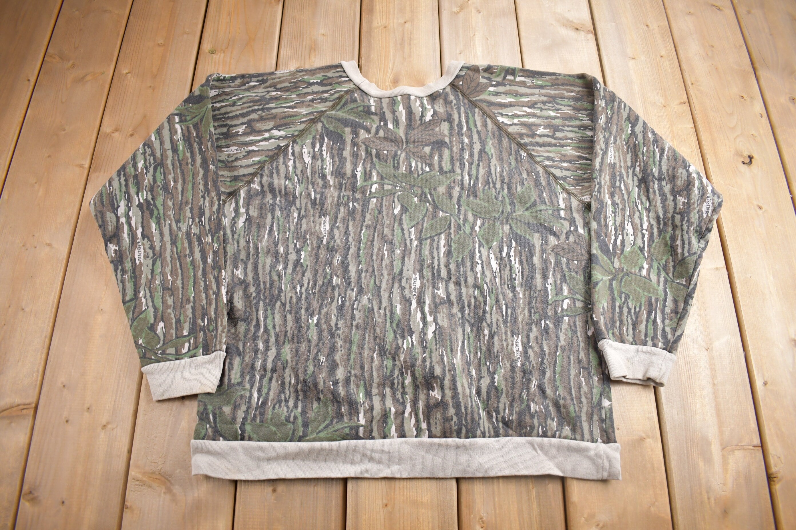 Vintage 1980s Real Tree Bark Camo Crewneck Sweatshirt