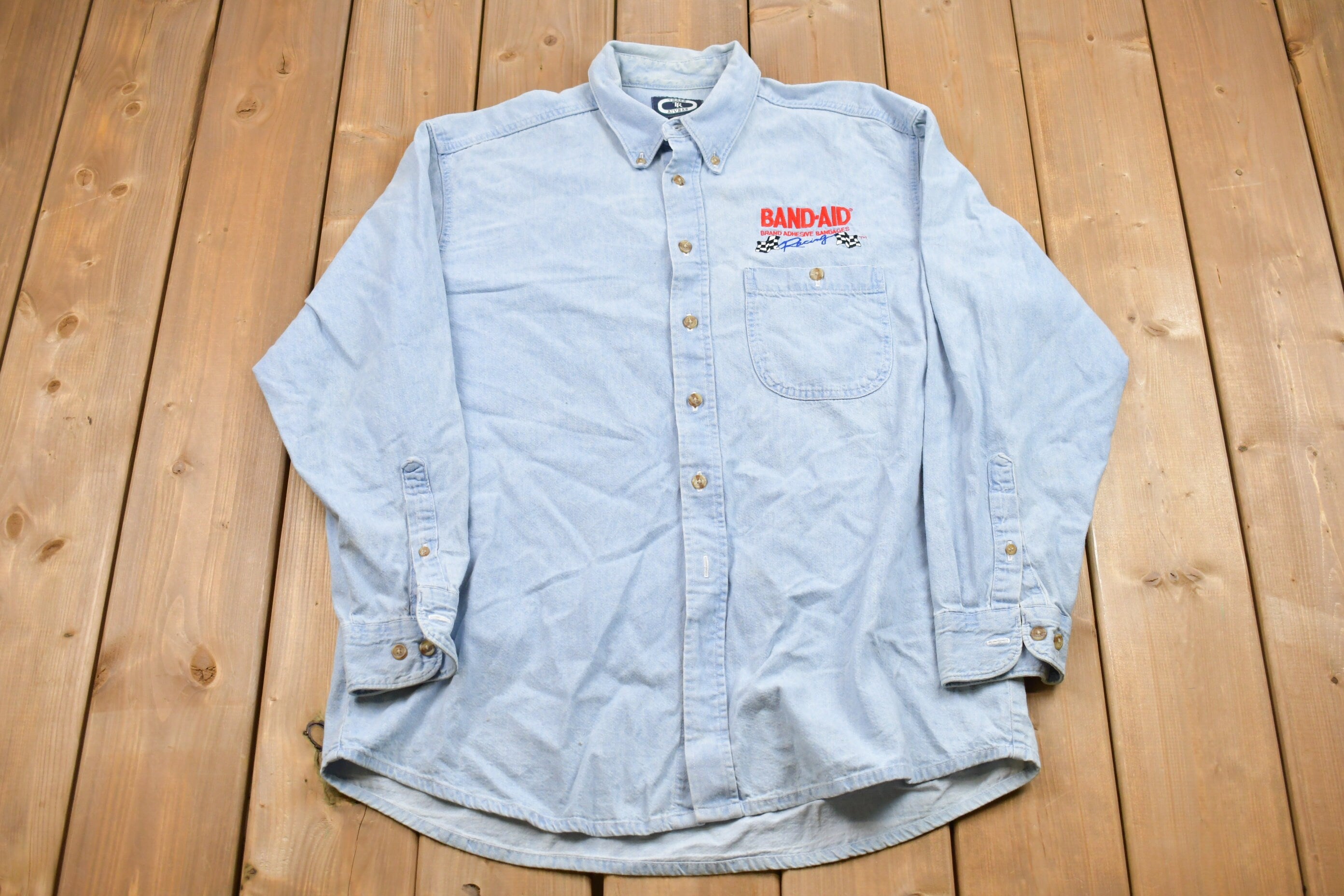 Vintage 1990s Band Aid Brand Denim Button Up Shirt