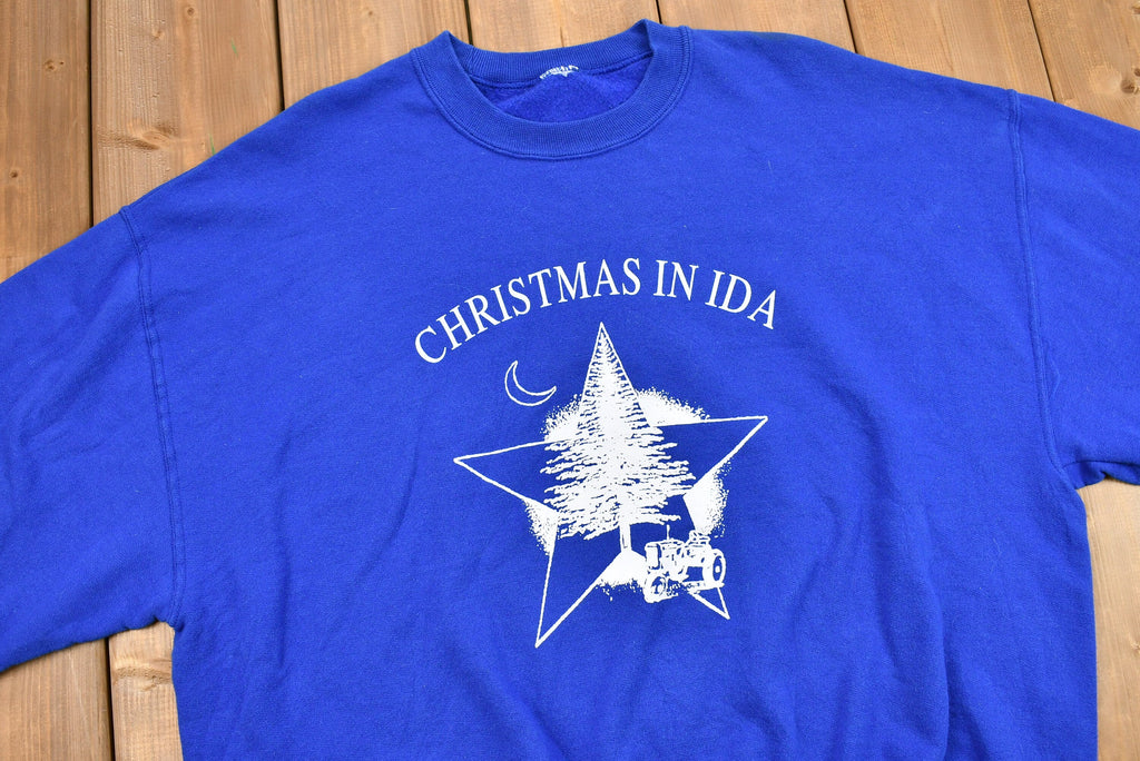 Vintage 1990s Christmas In Ida Festival Graphic Crewneck Sweatshirt , 90s Holiday Pullover , Winter Wear , Festive Print , Made in USA