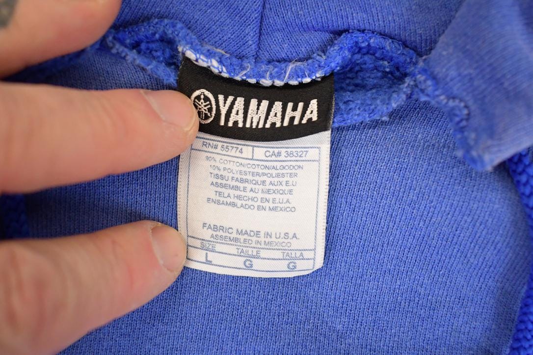 Vintage 1990s Yamaha Racing Graphic Print Hoodie Sweatshirt Mens L