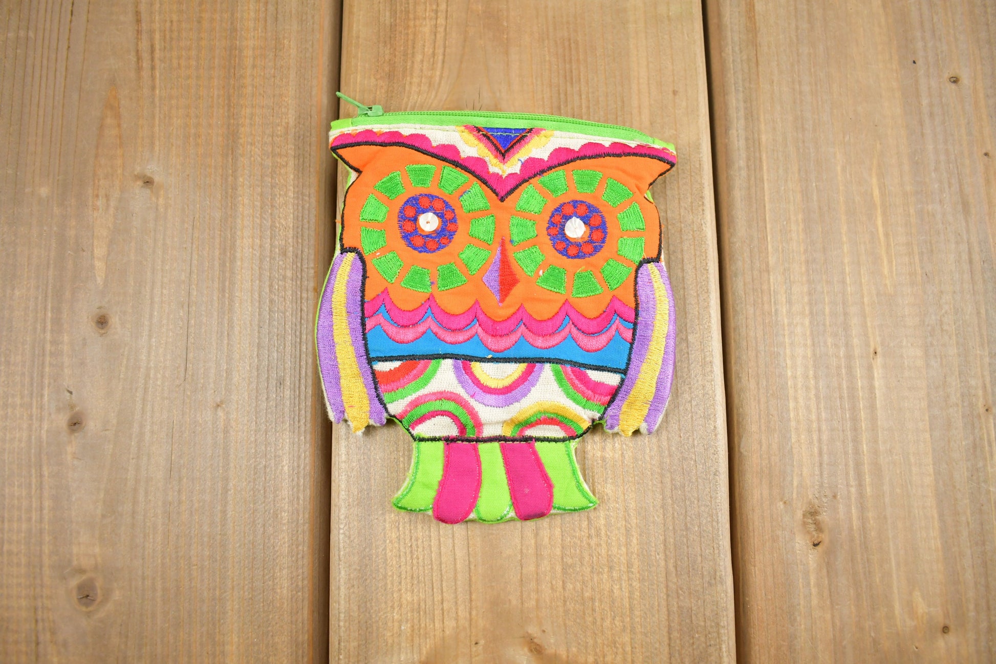 Vintage Y2K Owl Shape Embroidered Coin Pouch / Vintage Accessory / Cute Owl