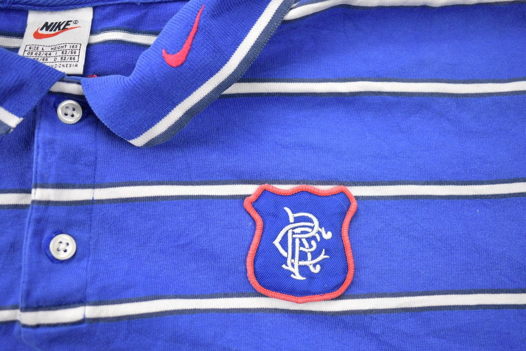 Vintage 1990s Nike Swoosh Embroidered Blue Polo T-Shirt