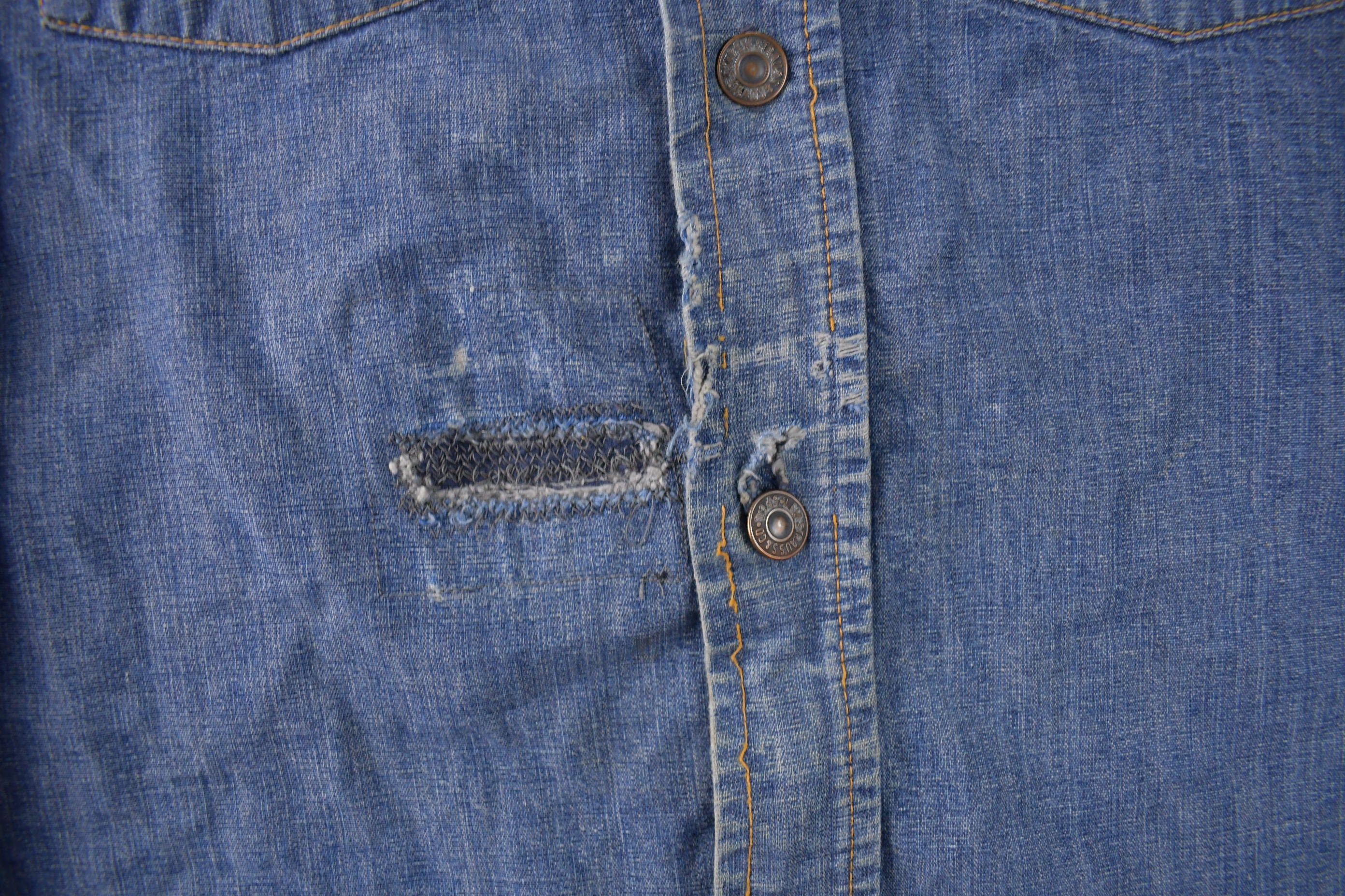 Vintage 1970s Levi's Orange Tab Denim Button Up Flannel Shirt Size S