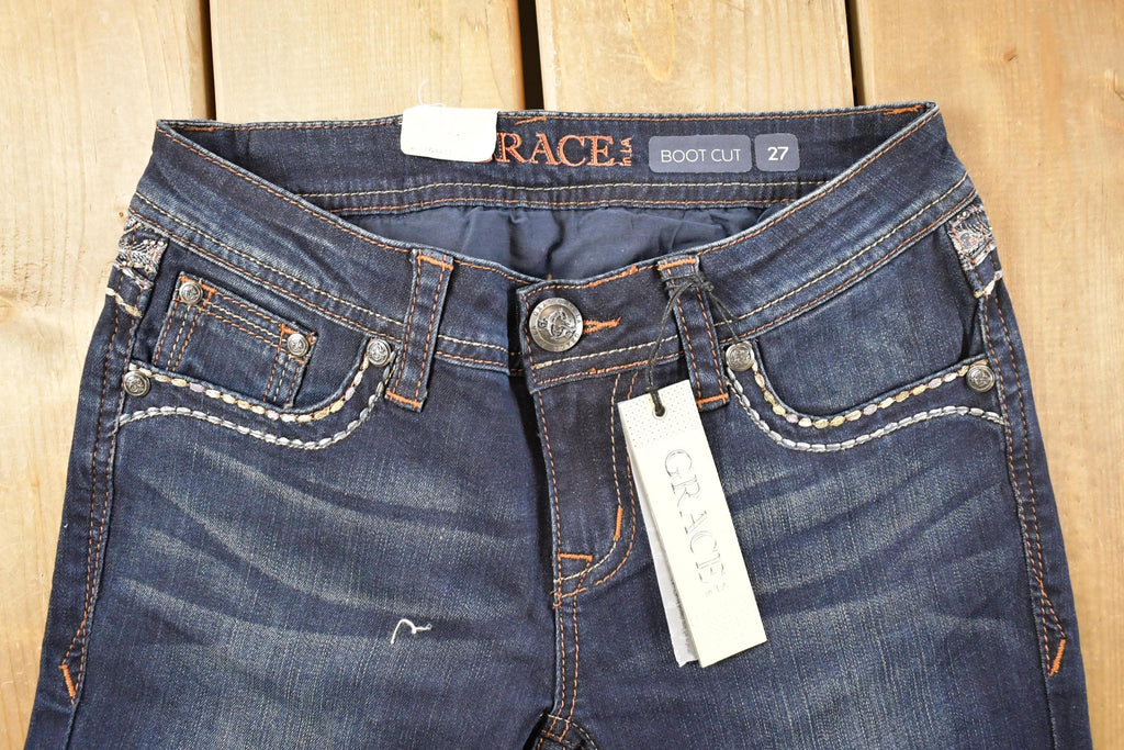 Vintage Deadstock Y2K Grace LA Bedazzled Low Rise Jeans Women's Size 27 x 32