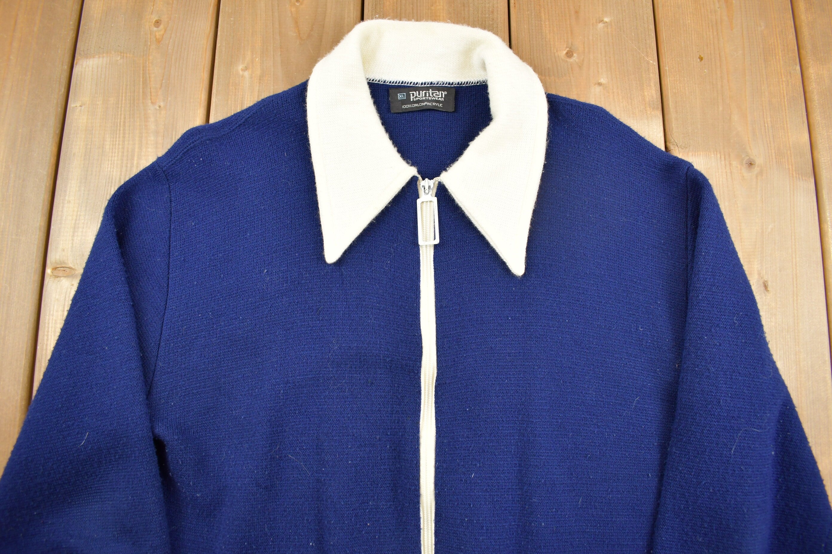 Vintage 1970s Puritan Spear Collar Zip Up Shirt Light Jacket