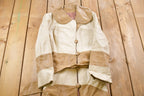 Vintage 1970s Bohemian Leather Striped Full Length Jacket