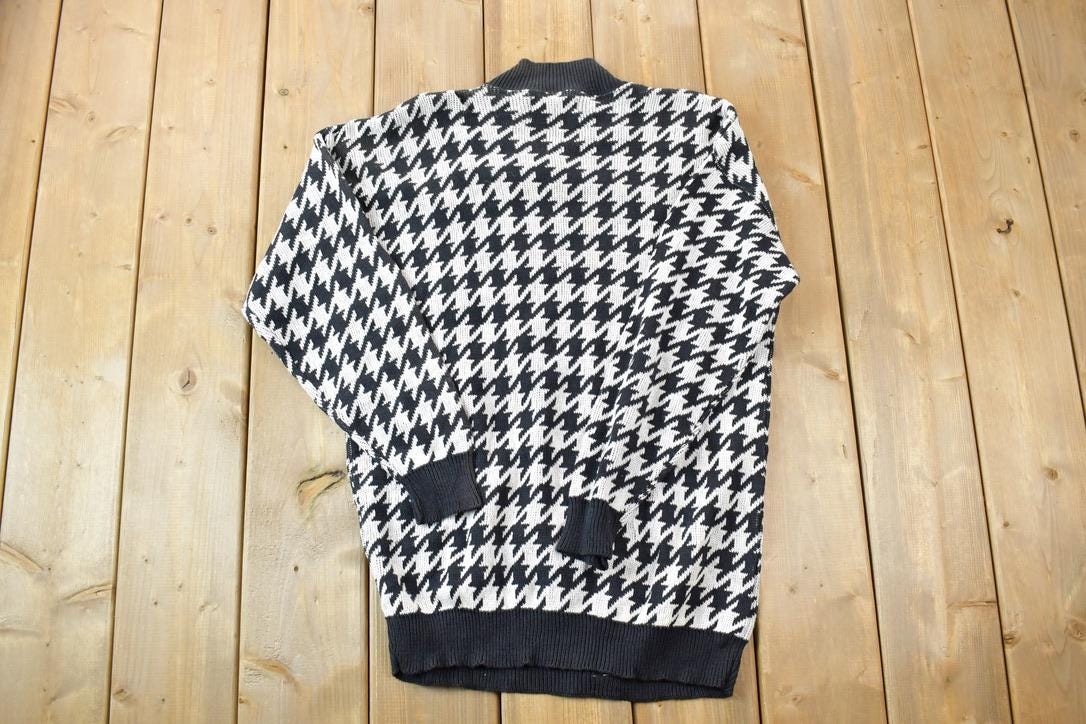 Vintage 1990s Donagain Knit Crewneck Sweater  90s Crewneck  Made In USA  Preppy Abstract