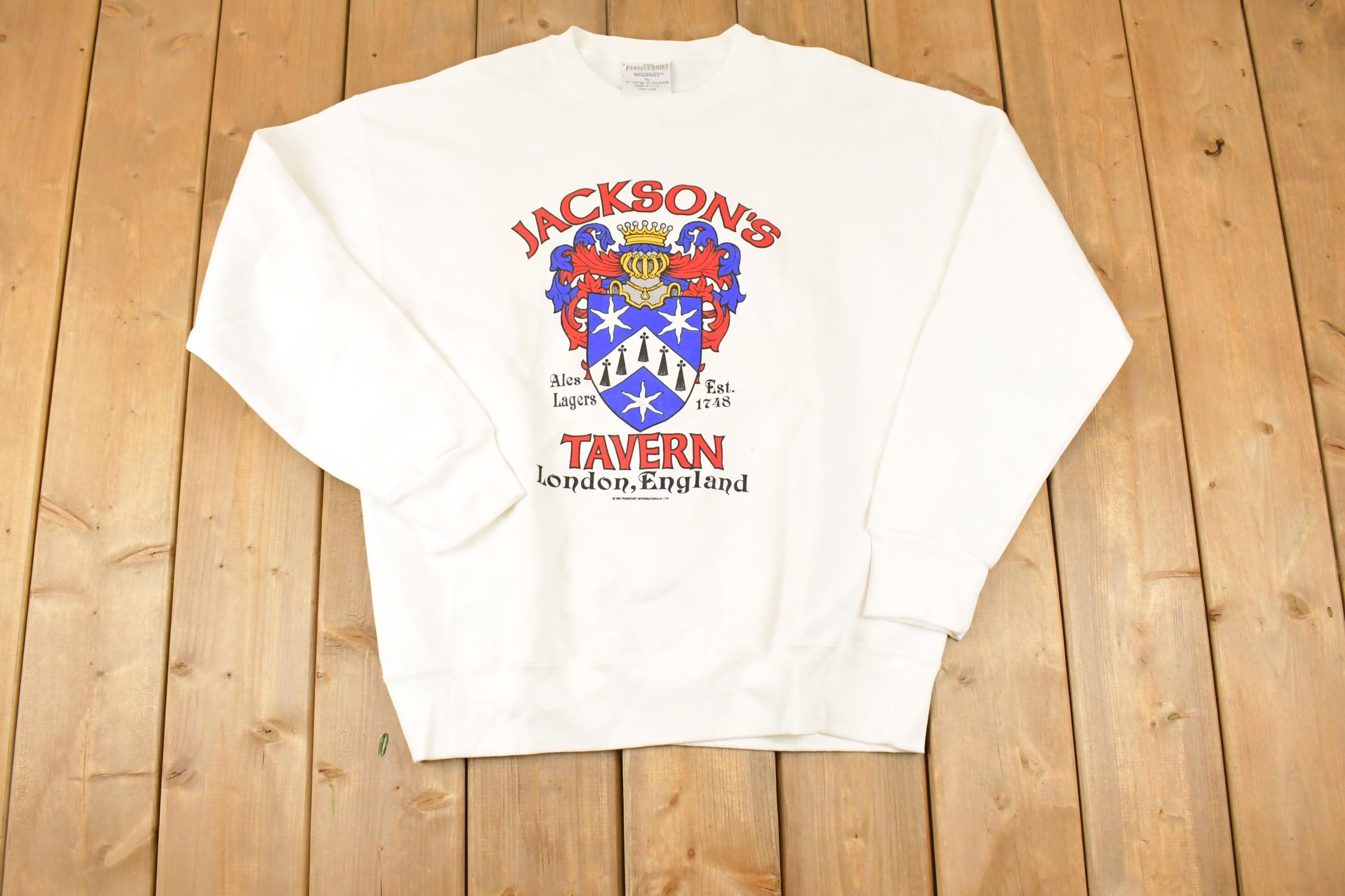 Vintage 1992 Jackson's Tavern London England Graphic Print Crewneck Sweatshirt Mens XL