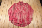 Vintage 1990s Plains Western Wear Plaid Button Up Shirt Size LT