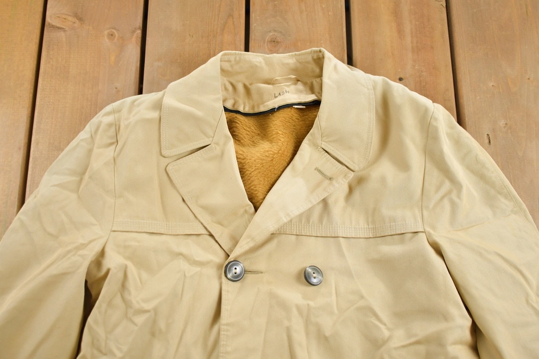 Vintage 1980s Lined Overcoat Jacket / Trench Coat / Vintage 80s Jacket / 80s Trench / Rain Coat