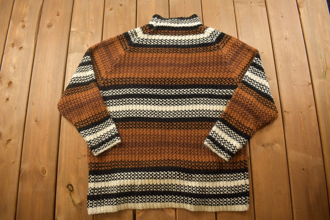 Vintage 1990s Backroad Blues Knitted Crewneck Sweater /