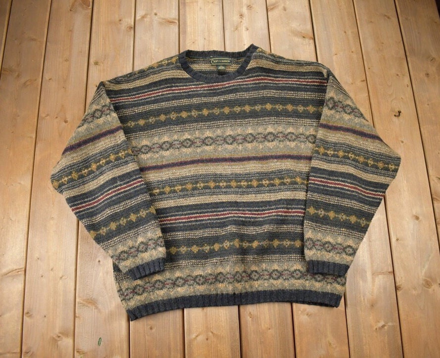 Vintage 1990s Croft & Barrow Colored Cable Knit Crewneck Sweater