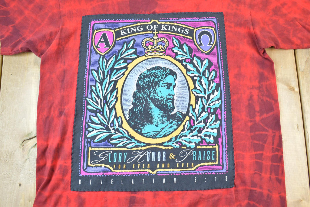 Vintage 1990s Jesus King Of Kings Red Tie Dye Graphic T-Shirt