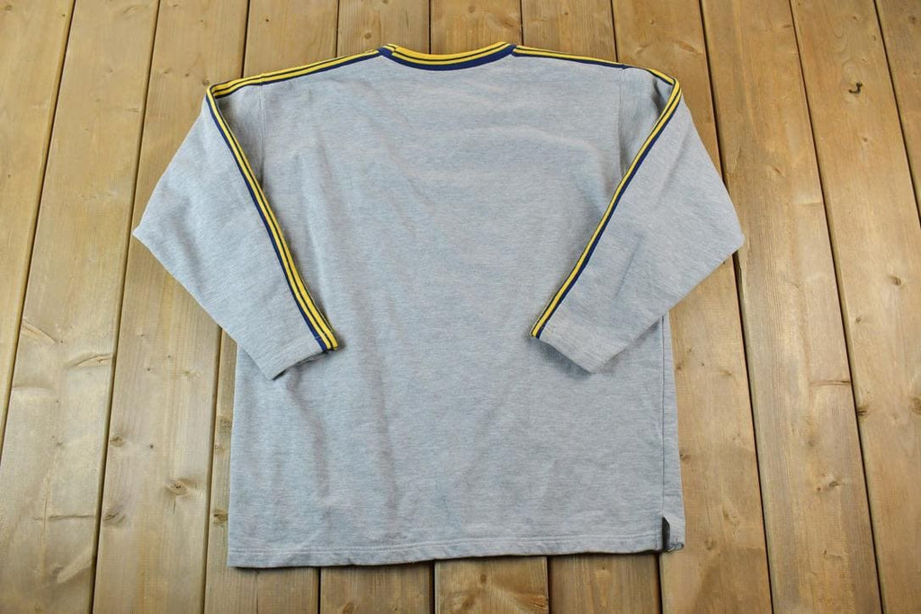 Vintage 1990s Michigan State University Basketball Collegiate Striped Sleeve Crew Neck
