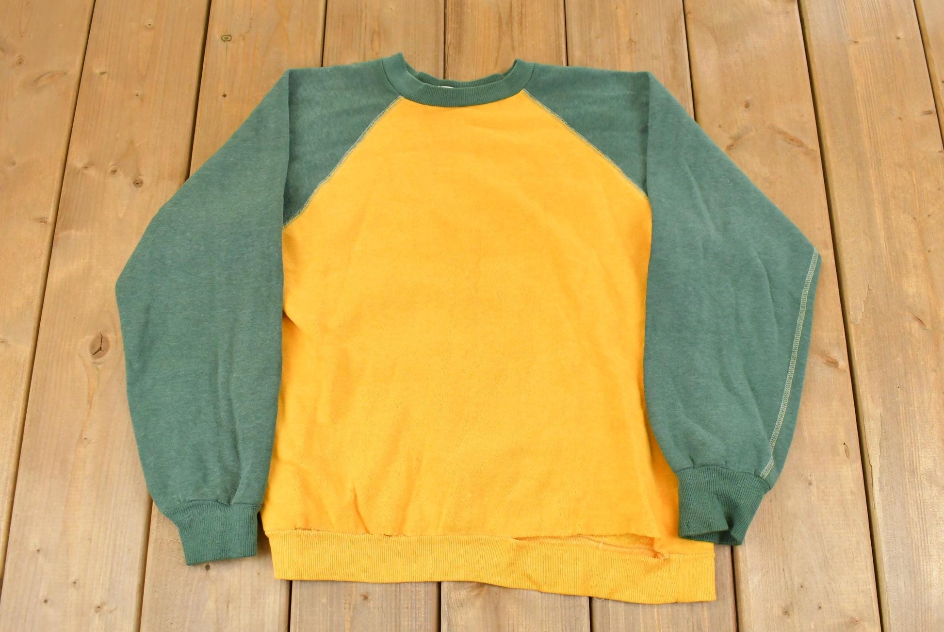 Vintage 1960s Sportswear Quality Knit Blank Thrashed Crewneck Sweatshirt Men's 2XS