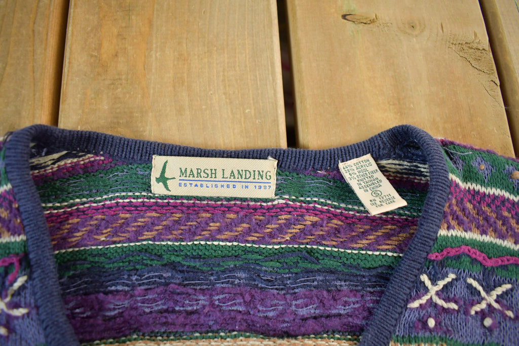 Vintage 1990s Marsh Landing Knit Cardigan Sweater Women's Small