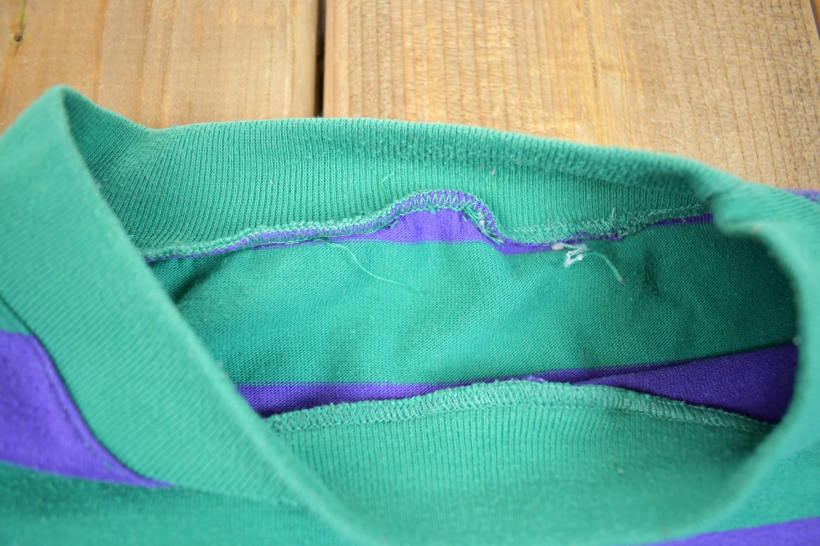 Vintage 1990s Blank Purple Green Striped Crewneck Sweater