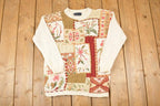 Vintage 1990s Daniel Hechter Chunky Cable Knit Crewneck Sweater Women's M