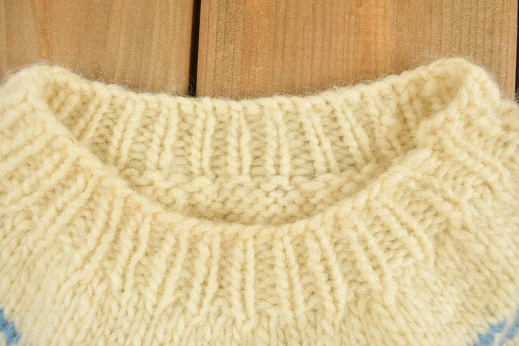 Vintage 1970s Beige Nordic Knit Sweater Apres Ski